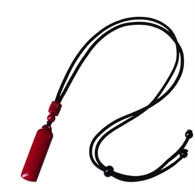 【Penny珮妮】長條硃砂無事牌 六字箴言 吊墜項鍊(母親節 情人節 生日禮物 交換禮物 送女友 尾牙 新年 結婚)