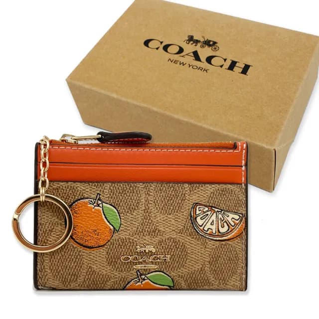 【COACH】水果印花悠遊卡夾鑰匙零錢包附原廠禮盒(多款選一)
