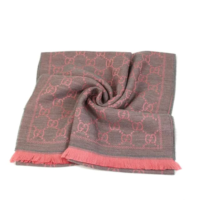 【GUCCI 古馳】GG LOGO 雙色雙面提花羊毛圍巾(多款任選)