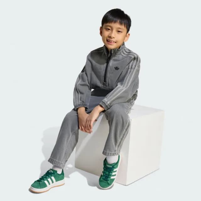 【adidas 愛迪達】丹寧套裝 長袖/長褲 童裝 - Originals JY3546