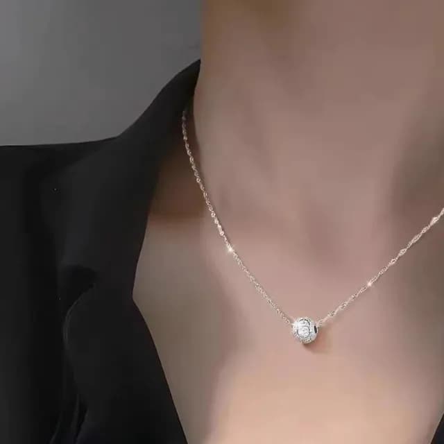 【珀緹雅】轉運珠 925銀項鍊(925純銀 轉運珠 水波鍊 頸鍊 鎖骨鍊)