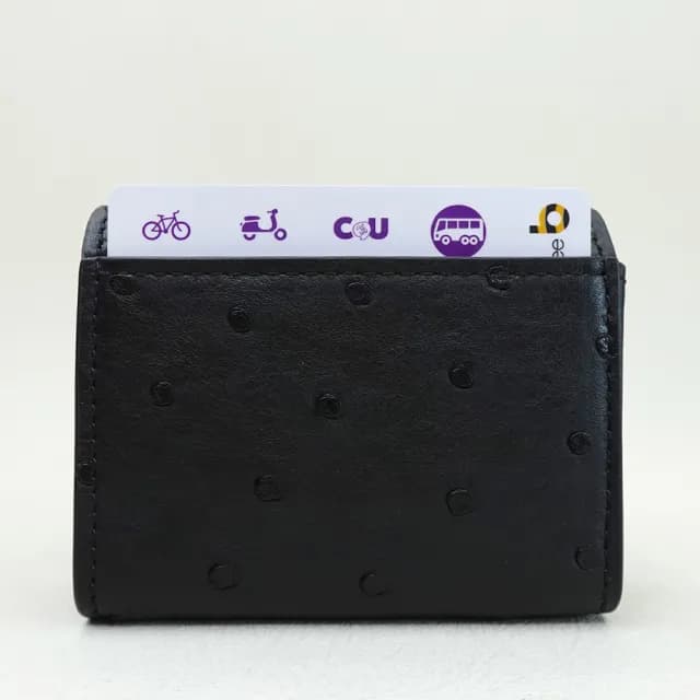 【M2ND】雙11 漪潔鴕鳥皮短夾零錢包(黑-T71A)