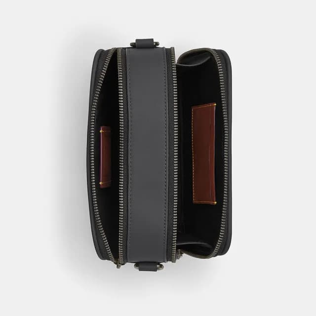 【COACH】蔻馳官方直營 經典 SIGNATURE WYATT斜背手袋 斜背包 側背包 斜挎包-QB/Grey/Charcoal(CW365)