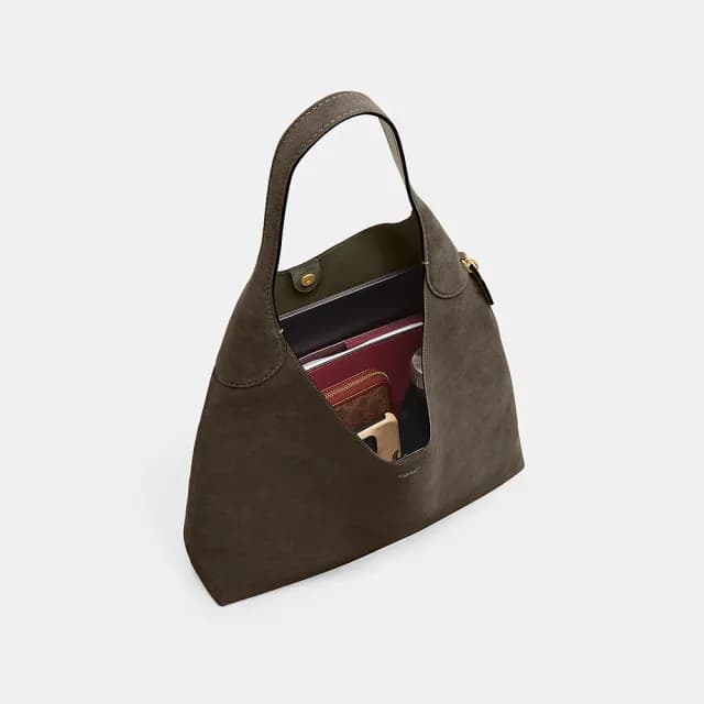 【COACH】蔻馳官方直營 BROOKLYN 39號單肩手袋 單肩包 肩背包_黃銅色硬體/橄欖綠(CW636)