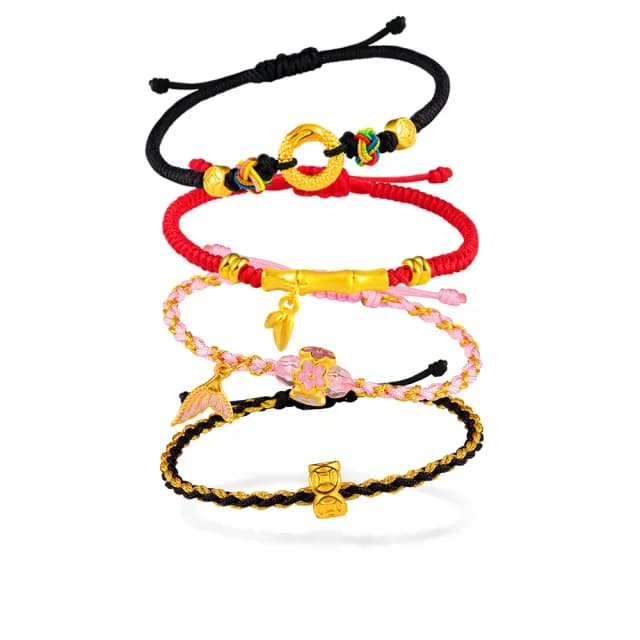 【GJS 金敬順】雙11黃金手鍊 情侶款 編織繩手(金重:0.29錢/+-0.03錢)