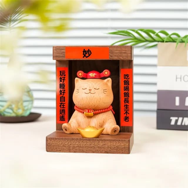 【匠俱】貓財神招財擺件開業禮物招財貓辦公室前臺玄關裝飾品(家用 店鋪開業 喬遷禮品)