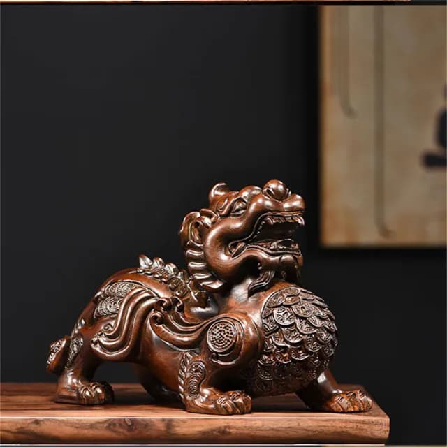 【超微米】實木雕刻貔貅擺件 辦公室客廳裝飾品 店鋪開業送禮貔貅擺件(吞金納財 店鋪開業送禮貔貅擺件)
