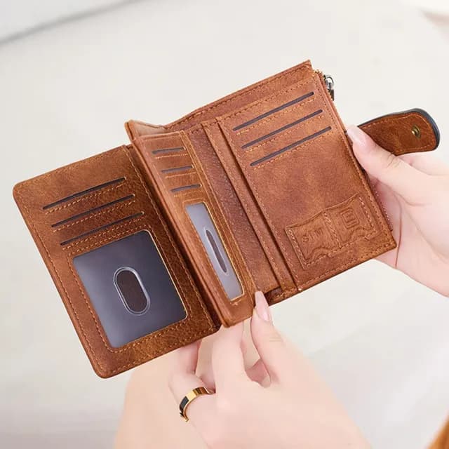 【MoonDy】雙11 女生短夾 女用錢包 防盜刷皮夾 多功能零錢包 卡片收納夾 拉鍊錢包