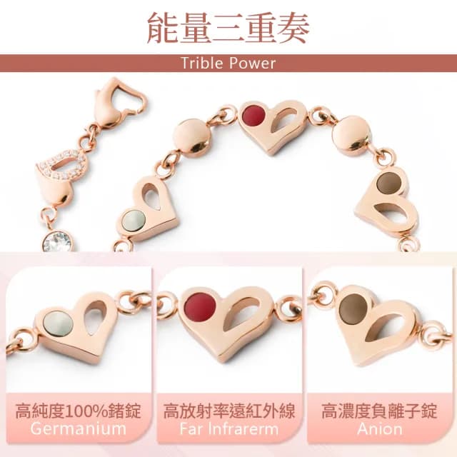 【&MORE 愛迪莫】Galaxy Shining 閃耀心健康手鍊.手環(玫瑰金/鈦鍺/能量)