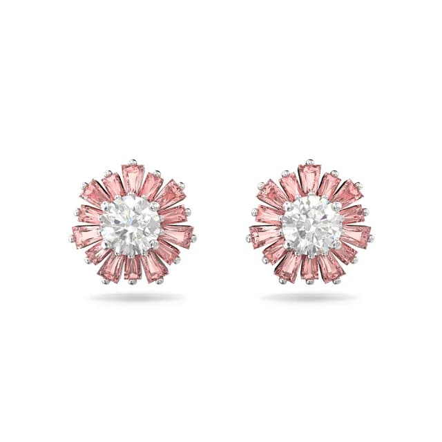 【SWAROVSKI 施華洛世奇】Idyllia 耳釘 穿孔耳環 混合式切割 太陽 粉紅色 鍍白金色(線上限定款)