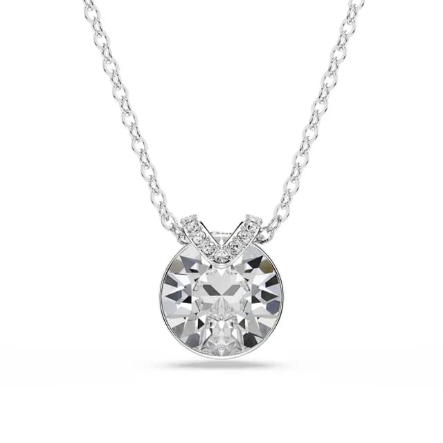 【SWAROVSKI 施華洛世奇】Bella V 鍊墜 墜鍊 項鍊 圓形切割 白色 鍍白金色(線上限定款)