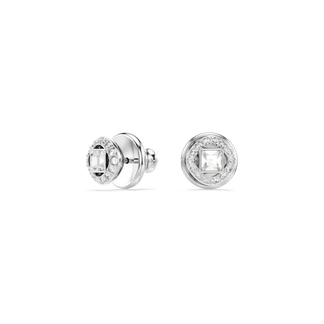 【SWAROVSKI 施華洛世奇】Una Angelic 耳釘 穿孔耳環 方形切割 白色 鍍白金色(線上限定款)