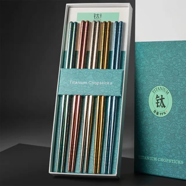 【半島良品】純鈦健康鈦筷 無重金屬 耐高溫 5雙(家用純鈦餐具/筷子/鈦餐具組)