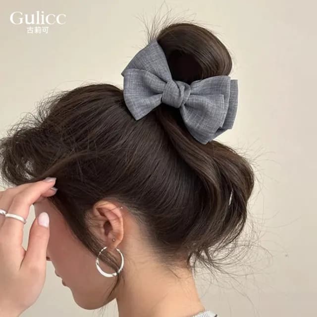 【Golicc】髮夾 雙面 網紗 蝴蝶結 丸子夾(雙11 聖誕節 生日 髮飾 頭飾 鯊魚夾 抓夾 禮物)