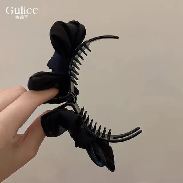 【Golicc】髮夾 雙面 網紗 蝴蝶結 丸子夾(雙11 聖誕節 生日 髮飾 頭飾 鯊魚夾 抓夾 禮物)