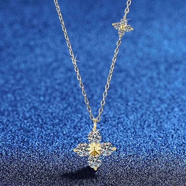 【巴黎精品】現貨+預購 頂級莫桑鑽石項鍊925純銀女項鍊項鏈鎖骨鏈情人節禮物(1.2克拉四葉草女飾品2色a1kv4)