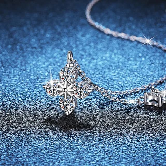 【巴黎精品】現貨+預購 頂級莫桑鑽石項鍊925純銀女項鍊項鏈鎖骨鏈情人節禮物(1.2克拉四葉草女飾品2色a1kv4)