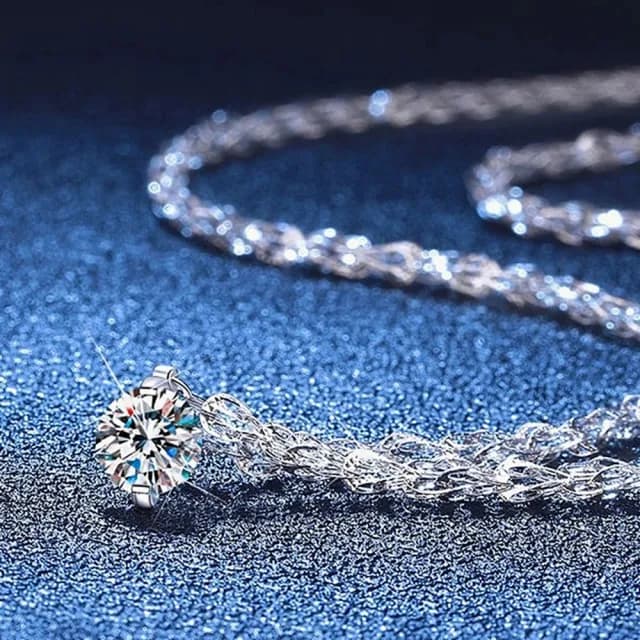 【巴黎精品】現貨+預購 頂級莫桑鑽石項鍊925純銀女項鍊項鏈鎖骨鏈情人節禮物(1克拉鳳尾單鑽女飾品a1kv21)