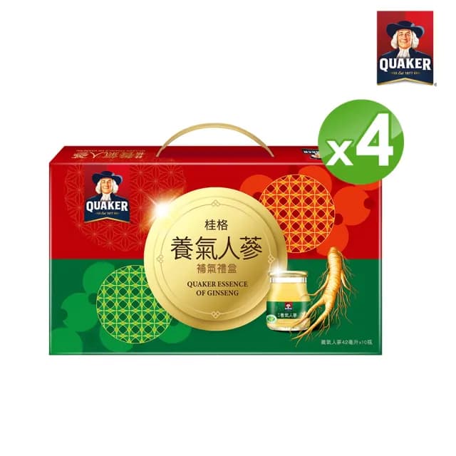 【QUAKER 桂格】養氣人蔘滋補液禮盒42ml×10入×4盒(中秋節禮盒/送禮推薦)