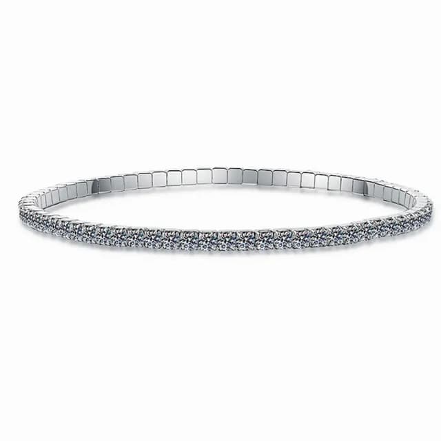 【巴黎精品】現貨+預購 頂級莫桑鑽石手鍊925純銀女手鍊手鏈情人節禮物(5.2克拉滿鑽彈力手鍊女飾品a1kv26)