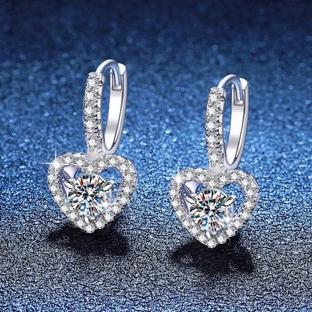 【巴黎精品】現貨+預購 頂級莫桑鑽石耳環925純銀耳環女耳針銀飾情人節禮物(1克拉愛心高感耳環女飾品a1kv23)