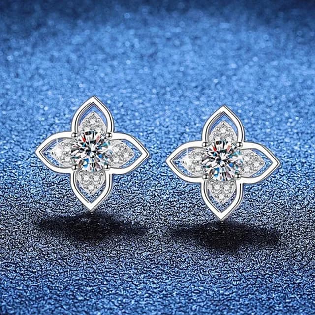 【巴黎精品】現貨+預購 頂級莫桑鑽石耳環925純銀耳環女耳針銀飾情人節禮物(1克拉四葉草耳飾女飾品a1kv22)