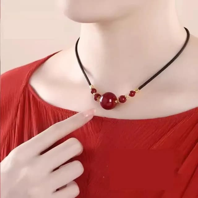 【巴黎精品】現貨+預購 硃砂項鍊朱砂吊墜子擋煞防小人淨化招財開運(14/16/18/20mm鎖骨鍊女飾品4款a1jt56)