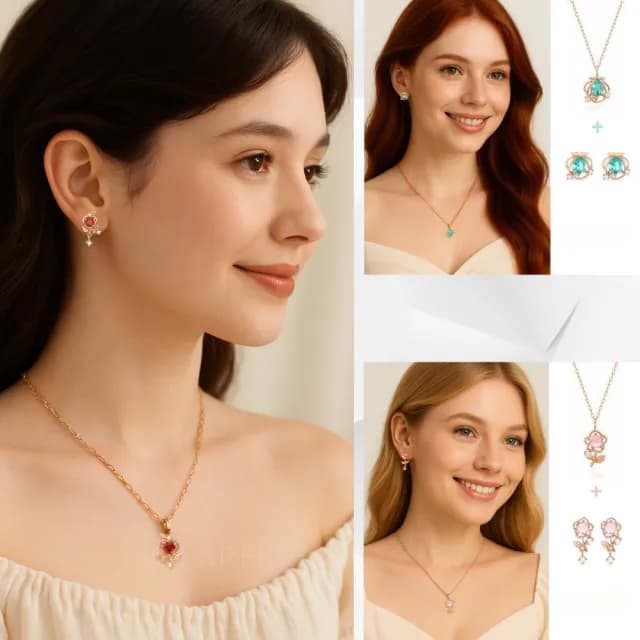 【SOLARFRi】超值【耳環+項鍊組】耳針無耳洞耳夾項鍊 禮盒包裝(閨蜜女兒女友老婆生日情人聖誕禮物)