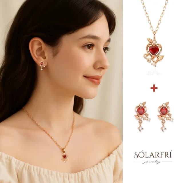 【SOLARFRi】超值【耳環+項鍊組】耳針無耳洞耳夾項鍊 禮盒包裝(閨蜜女兒女友老婆生日情人聖誕禮物)