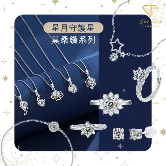 【CF鑽飾】99購物限定 十二星座 莫桑鑽(項鍊 女戒 手鍊 耳環 情人節 送禮 生日)