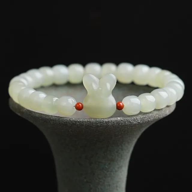 【KT DADA】雙11 兔子手鍊 串珠手鍊 百搭飾品 和田玉 玉手鍊 8mm手鍊 手串