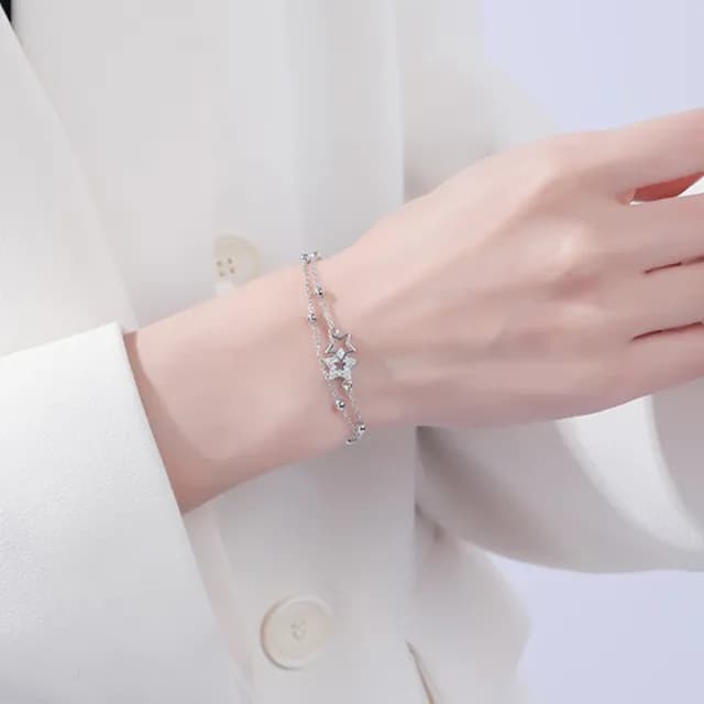 【MoonDy】雙11 手鍊 手環 氣質手鍊 純銀手鍊 星星月亮手鍊 鋯石手鍊 生日禮物