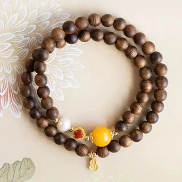 【KT DADA】雙11 手鍊女 飾品 香楠木 雙圈手鍊 沉香木 蜜蠟 南紅 淡水珍珠