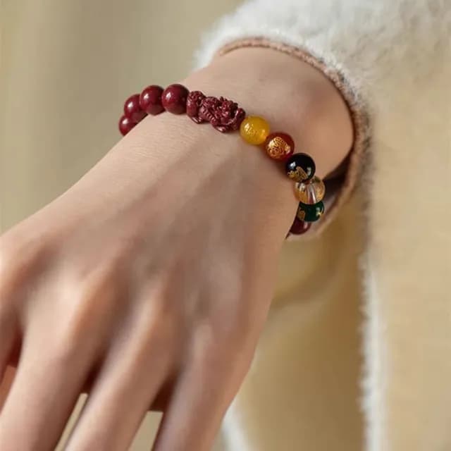 【Penny珮妮】紫金硃砂貔貅瑪瑙五路財神手鍊8mm(母親節 生日禮 交換禮物 情人節 送女友 尾牙)