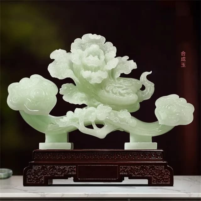 【超微米】百財如意 白菜擺件 玉如意招財客廳裝飾品 辦公室酒櫃工藝品 喬遷開業禮品(百財如意29*9*24cm)