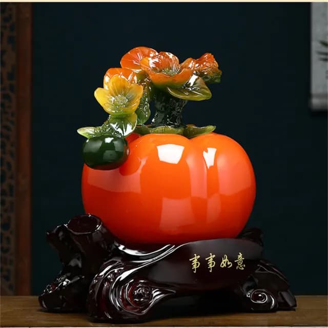 【超微米】事事如意柿子擺件 招財客廳玄關工藝品 博古架酒櫃裝飾品 搬新家喬遷禮物(柿子擺件 小號)