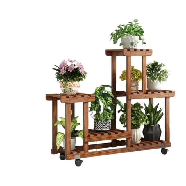 【巨匠】實木花架 可移動花架 盆栽展示架 多肉植物擺放架 多層落地式置物架 梯形架(90*25*75梯形花架)