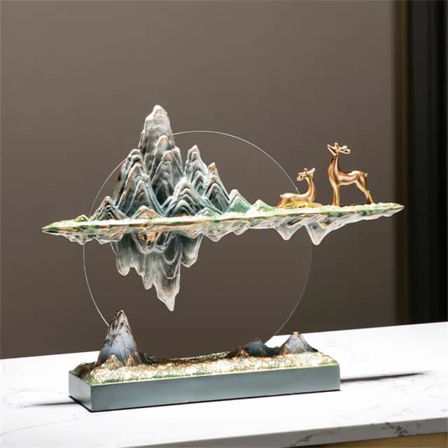 【超微米】新中式懸浮假山擺件 辦公室桌面裝飾品 客廳藝術高級感禮品 喬遷禮物(新中式☆浮假山☆件)
