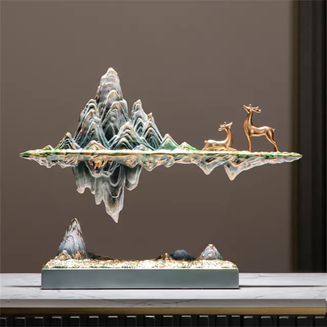【超微米】新中式懸浮假山擺件 辦公室桌面裝飾品 客廳藝術高級感禮品 喬遷禮物(新中式☆浮假山☆件)