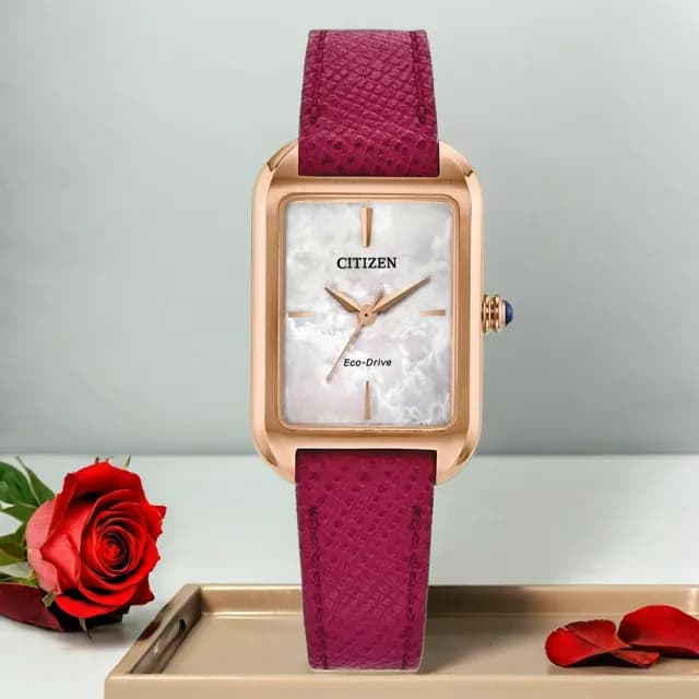 【CITIZEN 星辰】L系列 光動能珍珠貝方形女錶-23.5x35mm 禮物 送禮 推薦(EM1193-08D)