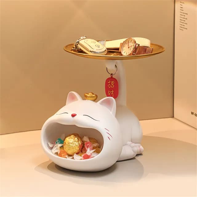 【超微米】招財貓鑰匙收納 玄關擺件 入戶進門鞋櫃置物架 裝飾客廳 家居喬遷禮品(招財貓鑰匙收納)