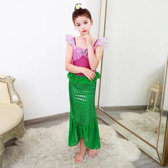 【橘魔法】閃閃動人美人魚魚尾連身裙(萬聖節 服裝 角色扮演服裝 洋裝 裝扮 角色扮演 公主 女童 童裝)