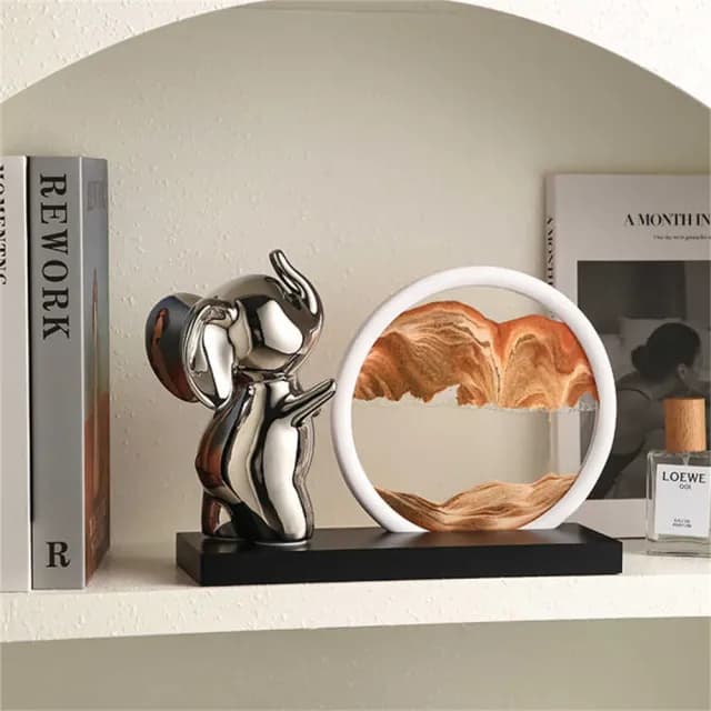 【超微米】輕奢小象沙漏畫 流沙畫 家居客廳擺件 酒櫃電視櫃裝飾品 玄關擺飾 喬遷禮物(小象沙漏流沙畫)