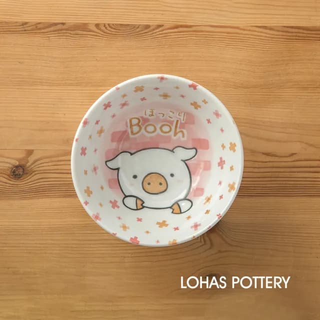 【LohasPottery 陸寶】日本製 美濃燒 動物卡通釉下彩壓紋餐具 6吋動物卡通飯碗(兒童碗 白飯碗)