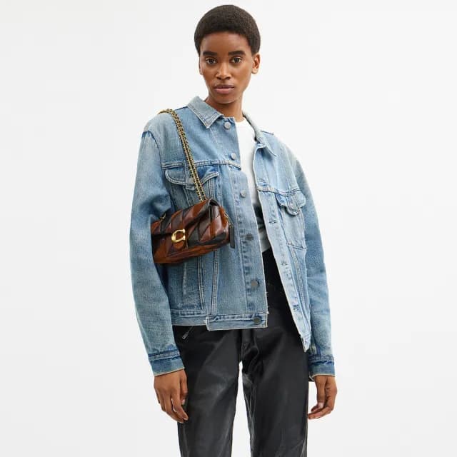 【COACH】蔻馳官方直營 TABBY 20 拼綴絎縫單肩手袋 單肩包 肩背包-B4/楓棕色 影棕色(CBG88)