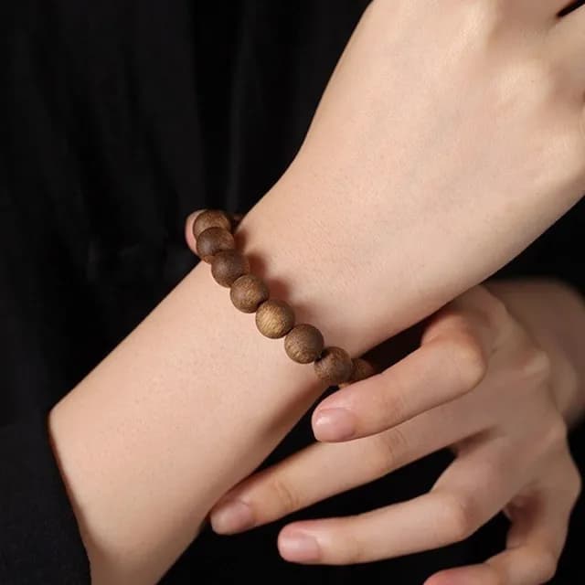 【MoonDy】雙11 綠奇楠沉香手鍊 圓珠單圈手串 新中式 手飾 手串 手鍊 佛珠飾品