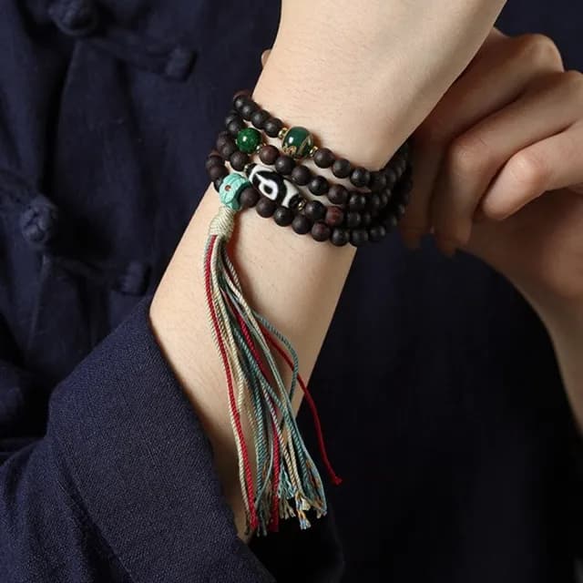 【MoonDy】雙11 降真香多圈手串 108顆佛珠手鍊 念珠項鍊 吊墜飾品 藏式天珠配飾