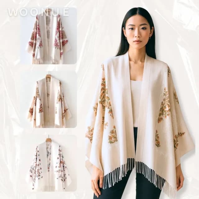 【WOONUE】新款女士專櫃柔軟針織親膚寬版時尚斗篷圍巾冷氣披肩(閨蜜女友老婆媽媽情人生日聖誕禮物)