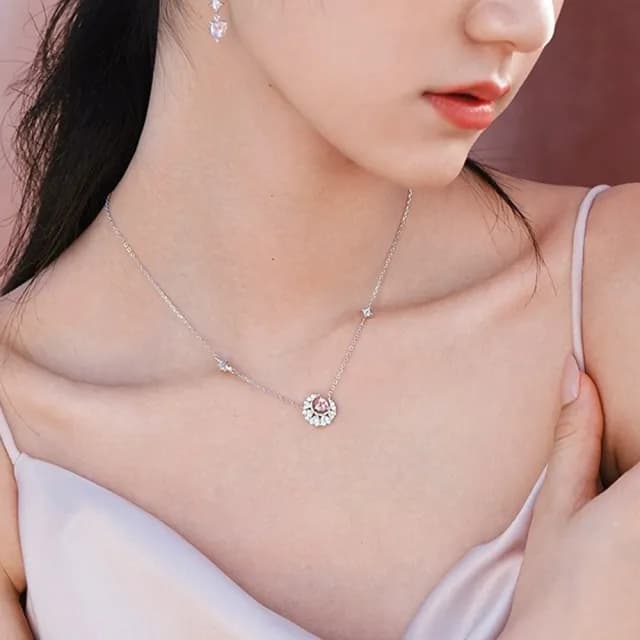 【KT DADA】雙11 純銀項鍊 S925 鎖骨鍊 項鍊 鋯石項鍊 月亮愛心吊墜 情人節禮物