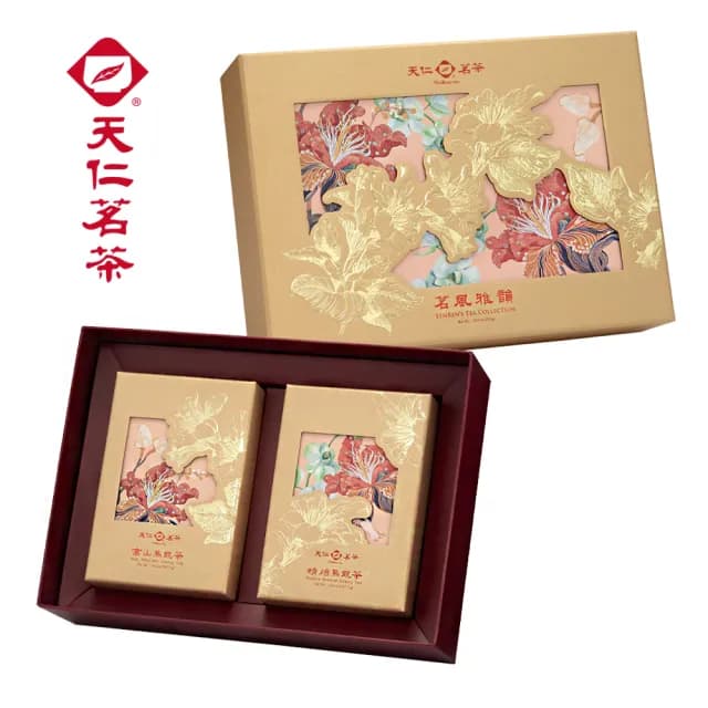 【天仁茗茶】茗風雅韻茶葉禮盒 高山烏龍茶葉187.5g+精焙烏龍茶葉187.5g(附提袋)